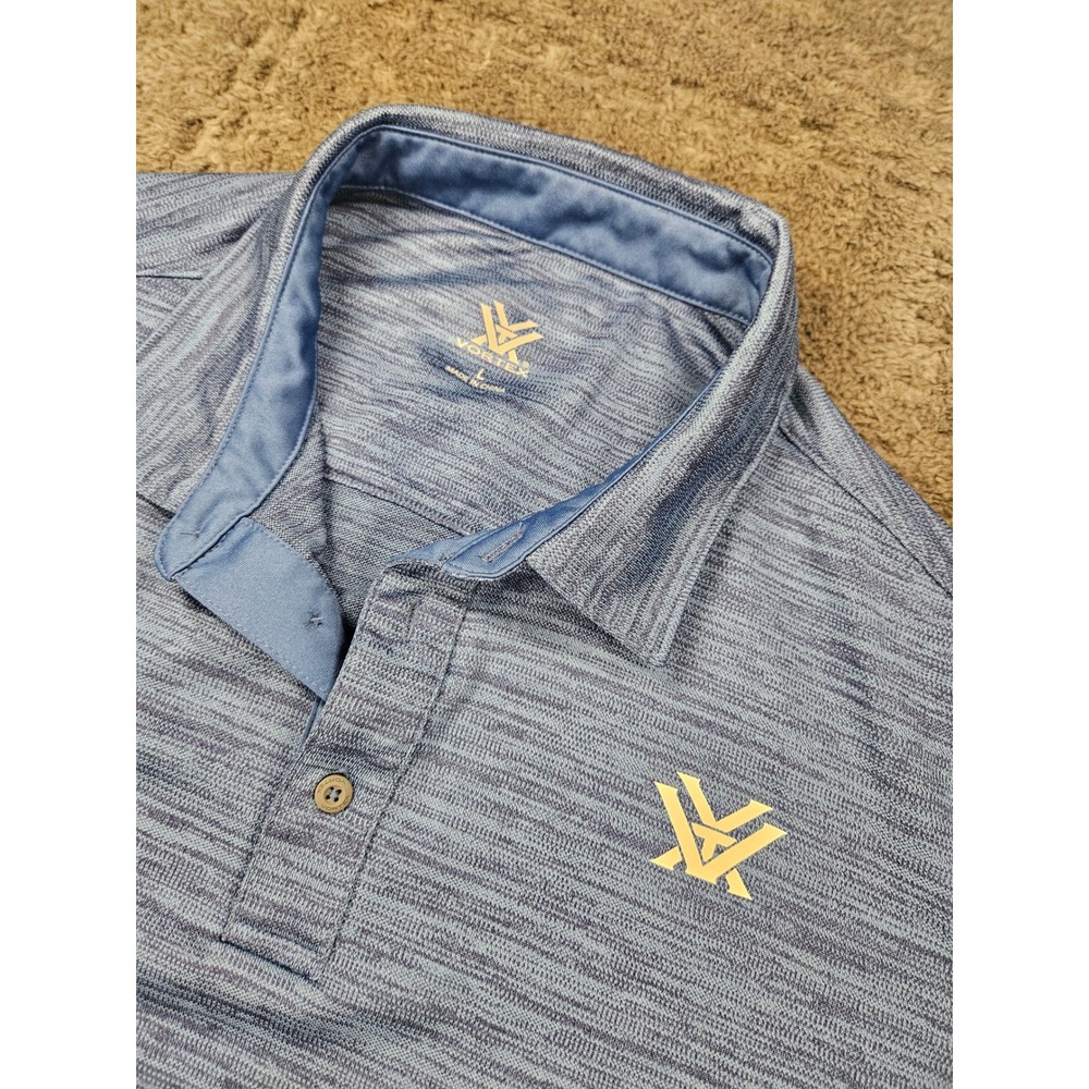Vortex Polo Shirt Mens L Blue Space Dye Performance Tactical Outdoor S/S
